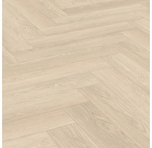 Läggning av ljust laminat i fiskbensmönster.