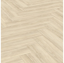 Ljust laminatgolv i fiskbensmönster