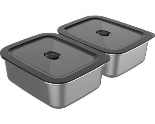 Matbehållare WEBER Works beredningskärl 2-pack Två matbehållare i rostfritt stål med lock