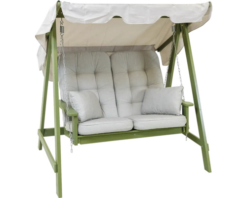 Trädgårdsgunga med baldakin, sittdynor och stålkättingar