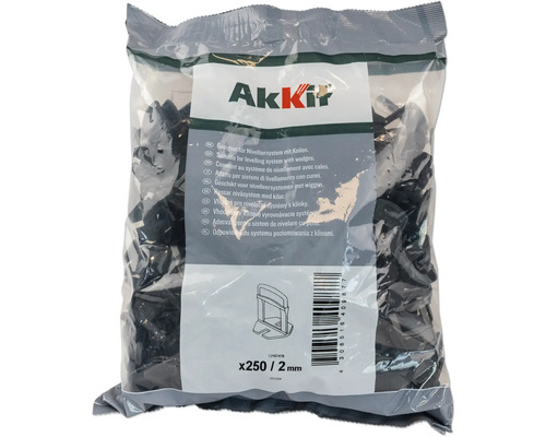 Förpackning Akkit nivelleringssystem dragflikar, 2 millimeter, innehåll 250 stycken