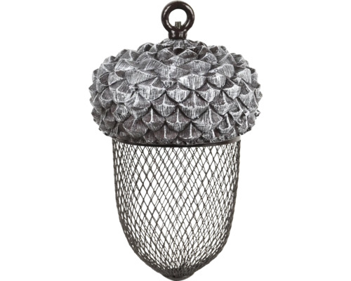 Fågelmatare i form av ett ekollon med krok för upphängning