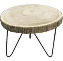 Sidobord av trädstamsskiva med metallben