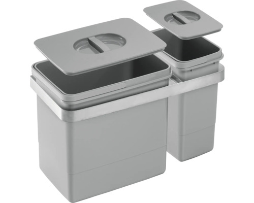 Avfallssorteringssystem med två behållare och lock