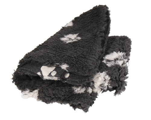 Grå hundfilt med tassmönster