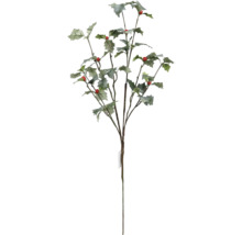 Dekorativ konstgjord järnekkvist med blad och röda bär