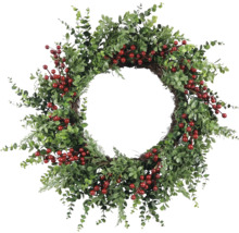 Dekorativ dörrkrans med bär och växter