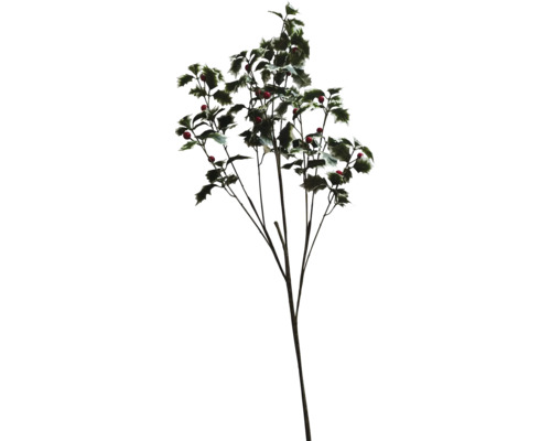 Konstgjord järnek gren med röda bär och gröna blad
