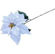 Vit konstgjord julstjärna med stjälk och blad