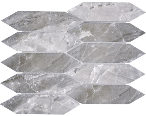 Mosaik keramik Hexagon Stona CIM LHX GSD grå matt 27,55x31,3 cm Pilmosaikplatta av natursten