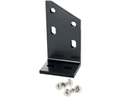 Svart vinkelbeslag med fästmaterial