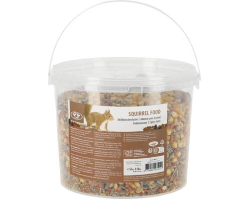 Ekorrmat i genomskinlig hink