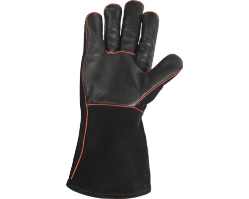 Svetsarhandske i läder med röd söm