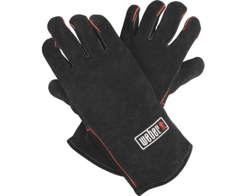 Grillhandskar i läder med Weber-logotyp