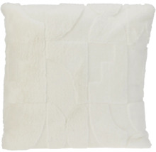 Fyrkantig kudde i fuskpäls med quiltat mönster