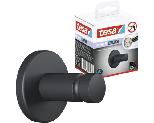 Tesa Moon Black klädkrok med förpackning