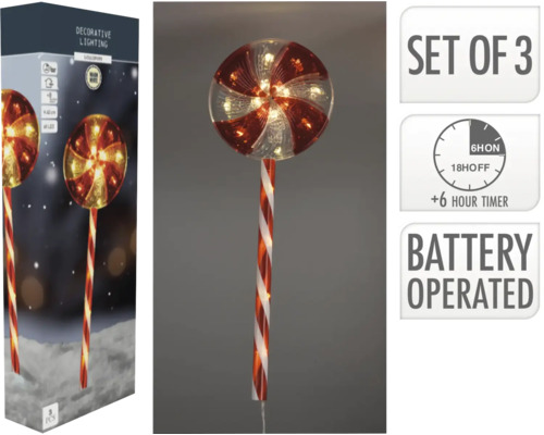 Dekorativ klubbdekorationsbelysning, set med 3, batteridriven med timer