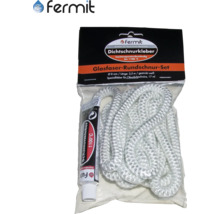 Fermit glasfiber rund sladd set med chamottlim, 8 mm diameter, 2,5 m längd