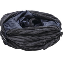 Mörkgrå tubhalsduk i manchester med knappstängning