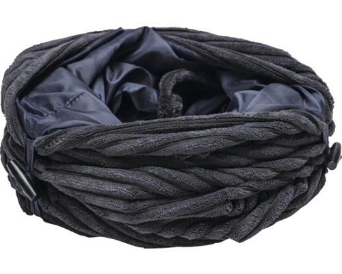 Mörkgrå tubhalsduk i manchester med knappstängning