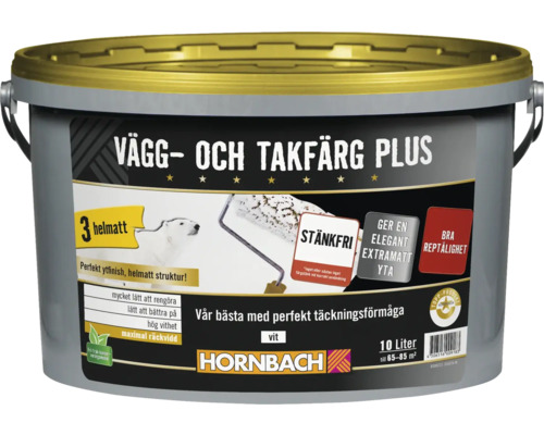 Vägg- och Takfärg Plus HORNBACH konserveringsmedelsfri 10L Hink vägg- och takfärg Plus, 10 liter