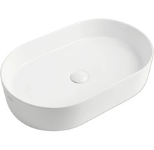 Vitt tvättställ för bänkmontage i oval form