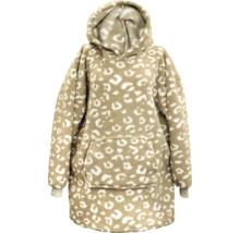 Hoodie-filt med leopardmönster och huva
