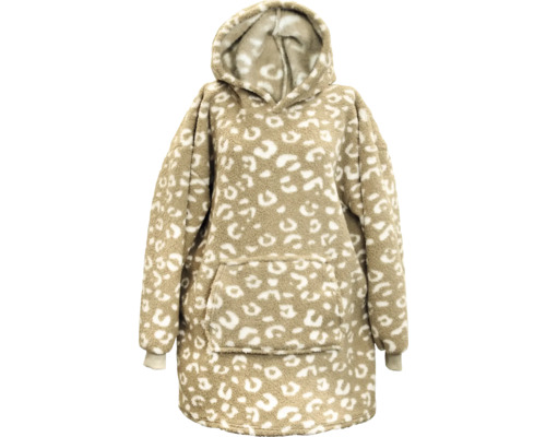 Hoodie-filt med leopardmönster och huva