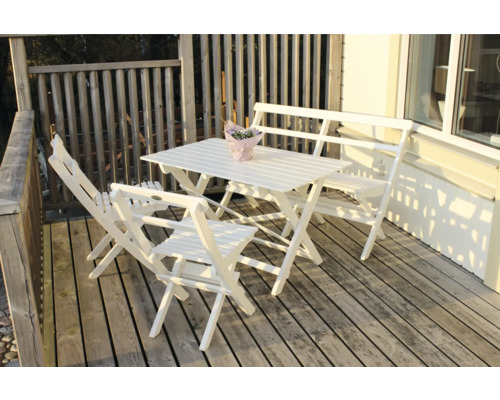 Möbelset EDEN WOOD Torparen 1st bord, 1st soffa & 2st stolar vit