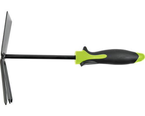 Kombinationshacka med treuddig kratta för trädgårdsarbete