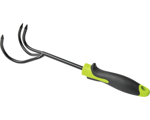 Trädgårdskultivator med tre tänder och handtag