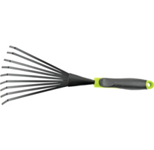 Trädgårdsräfsa av metall med handtag