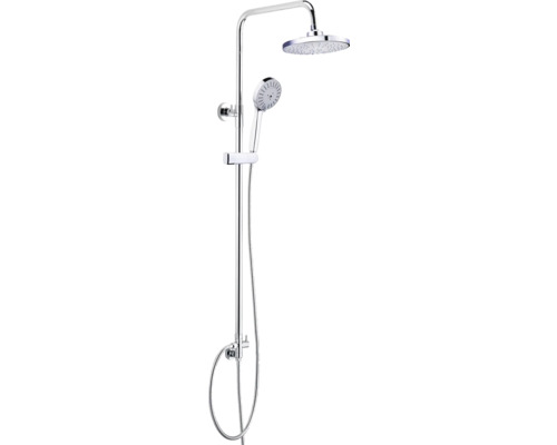 Takduschset DEMERX Royal II krom blank rund rostfritt stål duschhuvud 200 mm Duschpelare med huvud- och handdusch