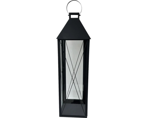 Dekorativ svart lykta av metall och glas med handtag