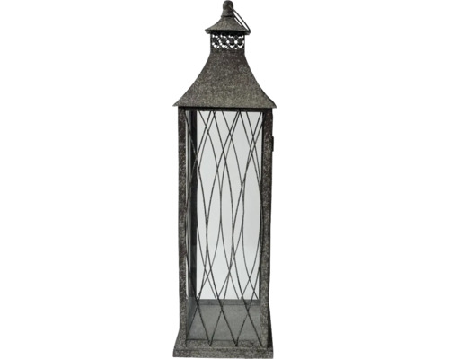 Dekorativ lykta av metall med glaspaneler och bärhandtag