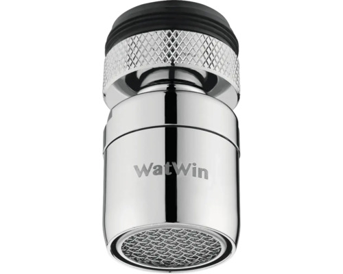 Strålsamlare med led WatWin Expert krom blank inv M22 utv M24 8l/min 8281554 Vattenbesparande strålregulator med WatWin-logotyp