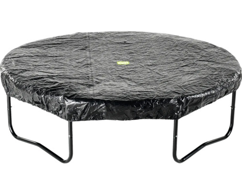 Svart trampolinskydd på en studsmatta