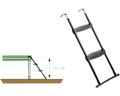 Hängstege med två steg och schematisk bild av monteringen