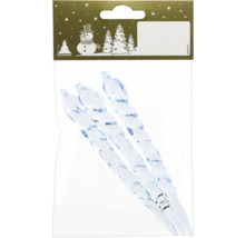 Förpackning med tre istappar av plast för dekoration