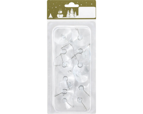 Förpackning med transparenta sugproppar med krokar för dekoration