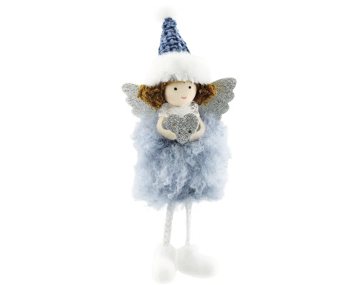 Dekorativ ängel med mössa och vingar som juldekoration