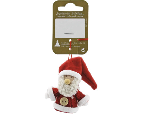 Julgranshänge tomte polyester 5 cm röd/vit Jultomte för upphängning som dekorationsartikel