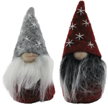 Två tomtar med stjärnor på hattarna och skägg