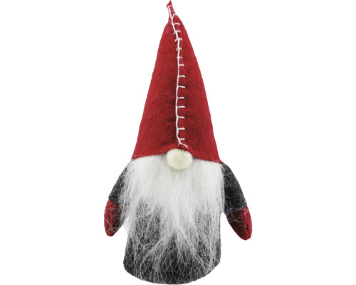 Dekorativ tomte med röd mössa och vitt skägg som juldekoration