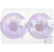 Två genomskinliga julgranskulor i en förpackning