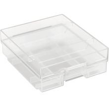 Transparent låda med fack för förvaring av smådelar