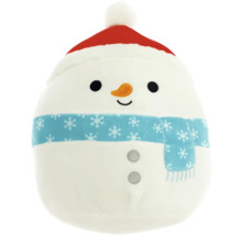 Snögubbe i plysch med hatt och halsduk