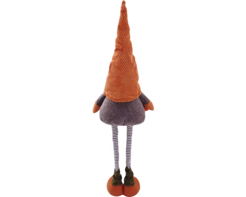 Dekorativ tygdocka med randiga ben och spetsig hatt