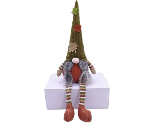Hösttomte med hatt och löv som dekoration