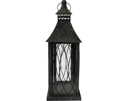 Dekorativ lykta av metall med glasinsatser för inom- och utomhusbruk